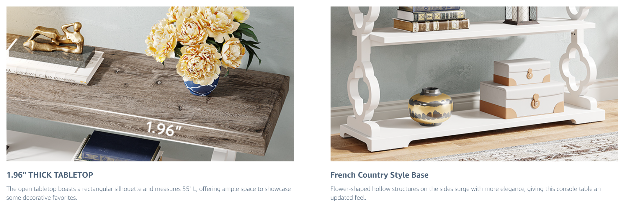 55" French Country Console Table
