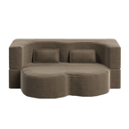 Modern Floor Sofa with 2 Pillows - Convertible Plush Couch