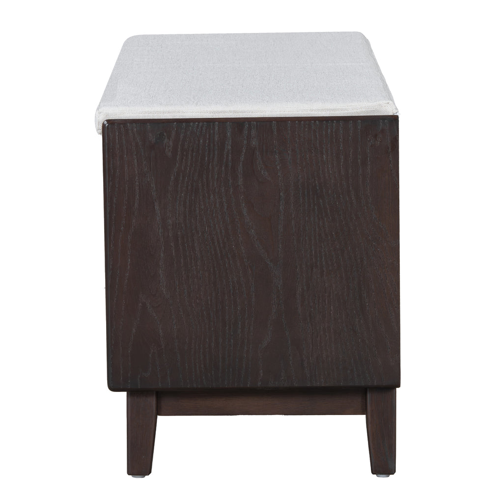 TREXM Boho Rattan Entryway Bench with Storage