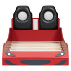 Wood Twin Size Race Car-Shaped Platform Bed