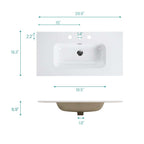 Glossy White Ceramic Integrated Bathroom Sink