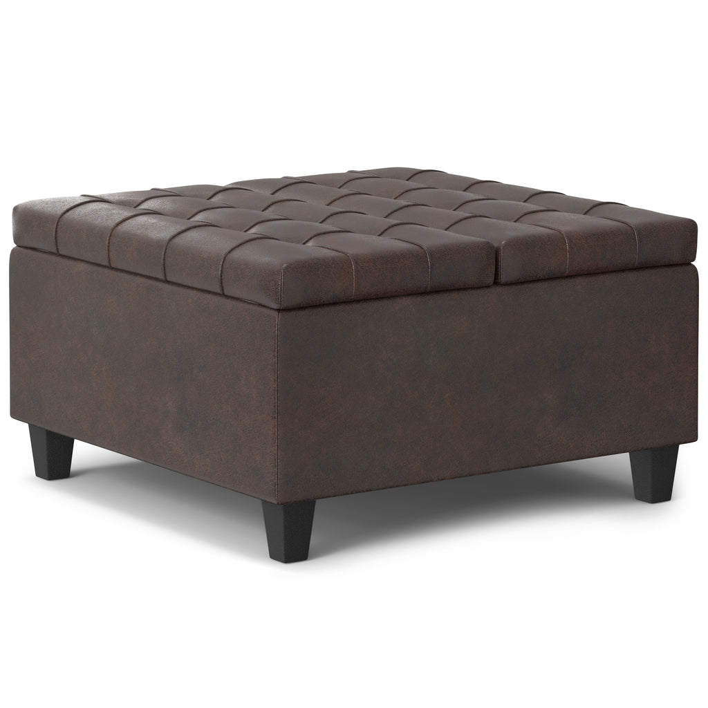Harrison 30 Inch Wide Small Square Coffee Table Storage Ottoman