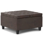 Harrison 30 Inch Wide Small Square Coffee Table Storage Ottoman