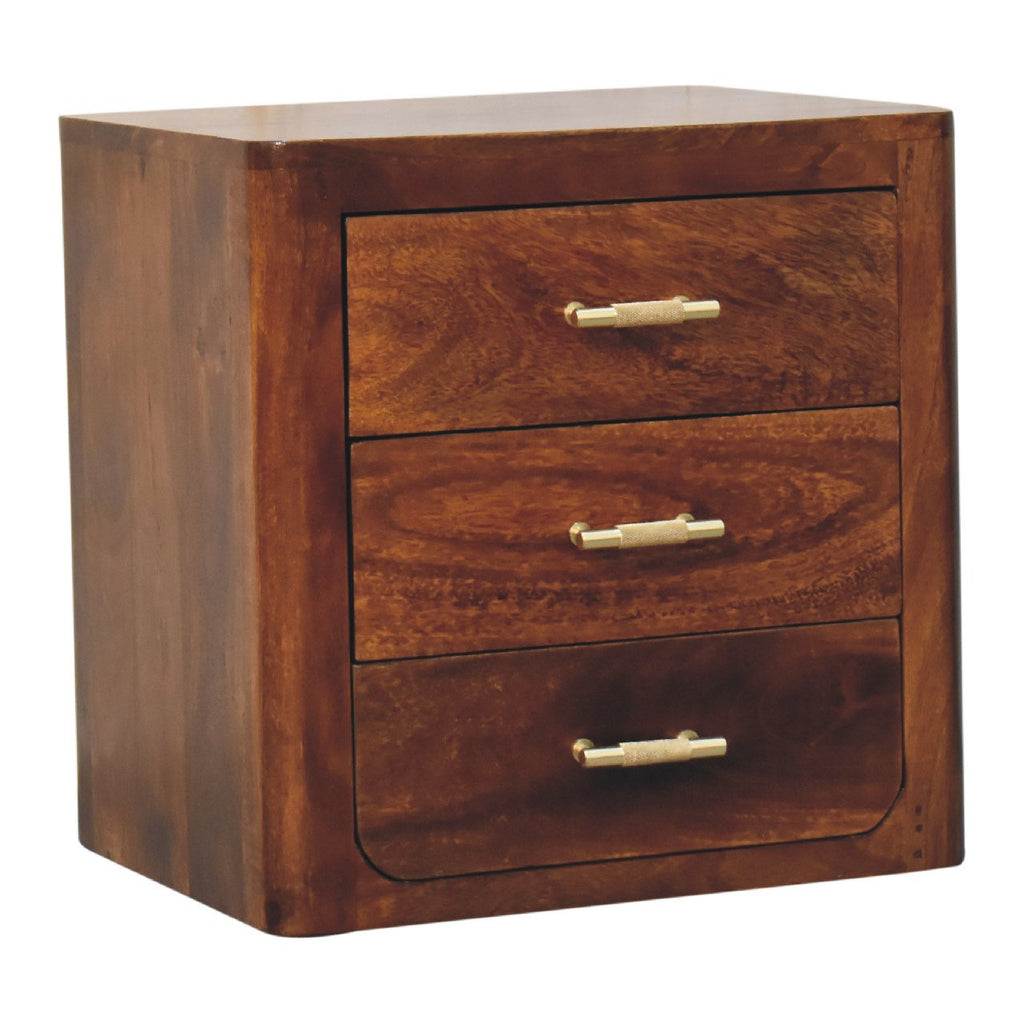 Luca Chestnut Nightstand with 3-Drawers