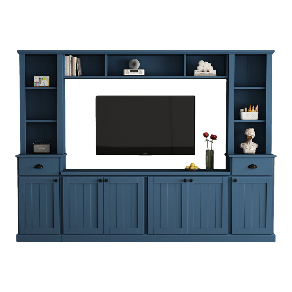 Minimalist Entertainment Wall Unit with Bridge for TVs Up to 75''