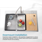 Stainless Steel Kitchen Sink, 33"x22" Single Bowl