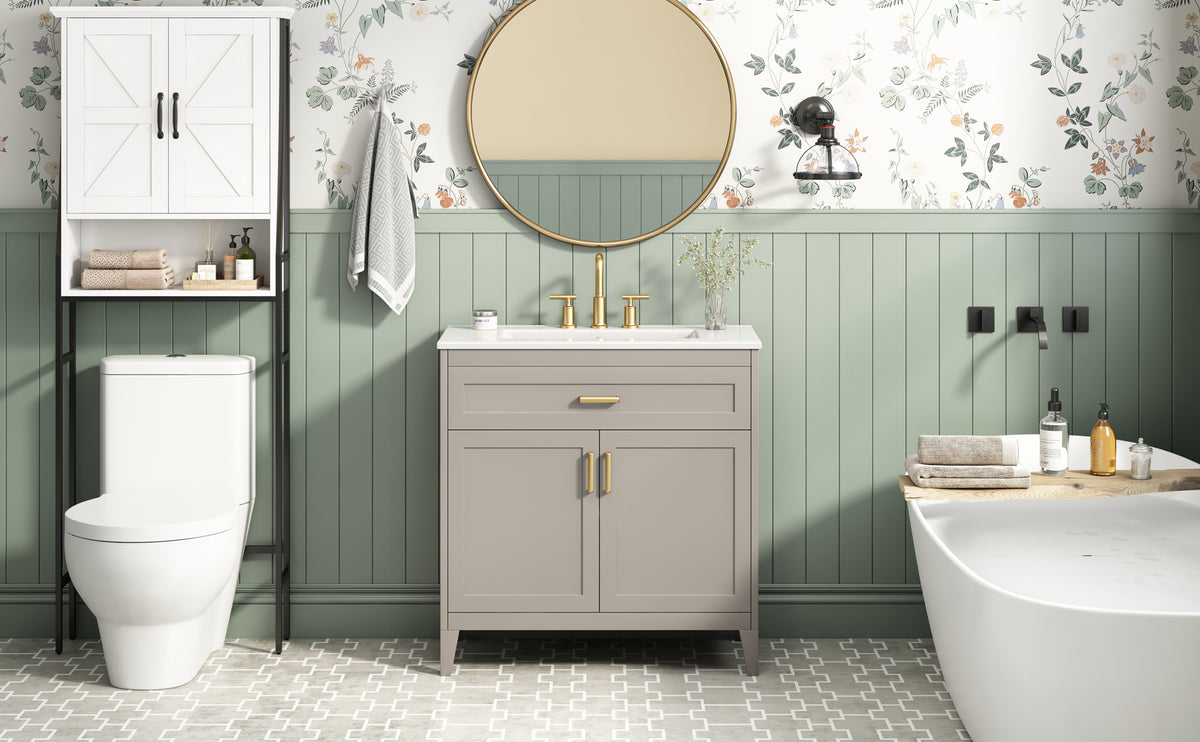 30" Bathroom Vanity with Ceramic Sink Top
