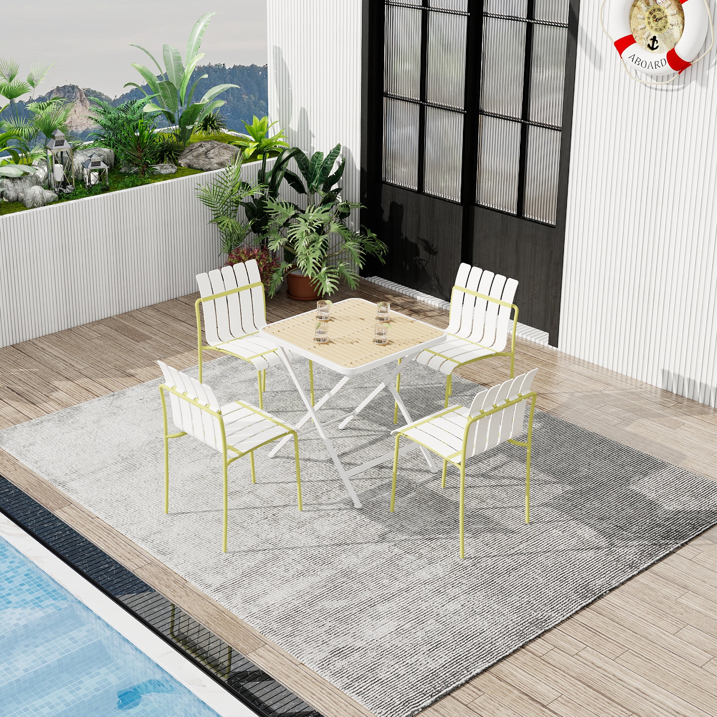 Summer 4-Pack Modern Striped Color Block Chairs Set