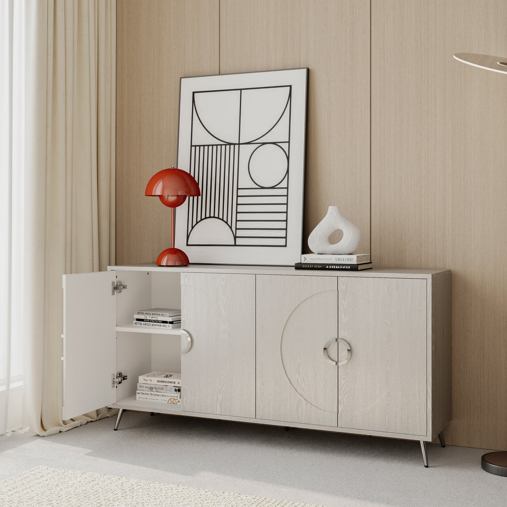 Modern Lacquered 4 Door Wooden Cabinet Sideboard Buffet