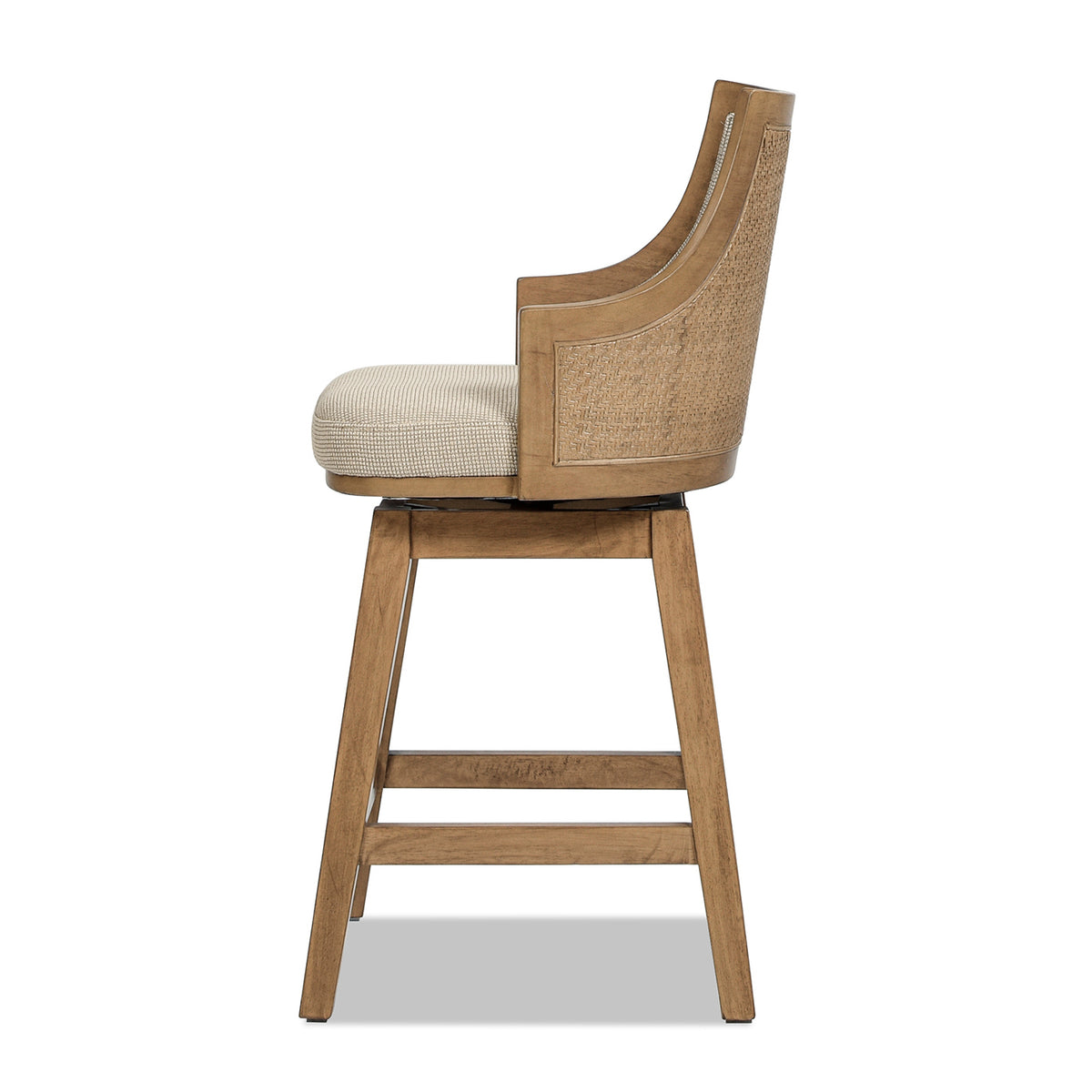 Bahama 26-Inch Cane Rattan High-Back Swivel Counter Stool, Beige