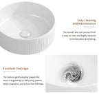 Small Bathroom Sink - 14 Inch Round Porcelain Ceramic