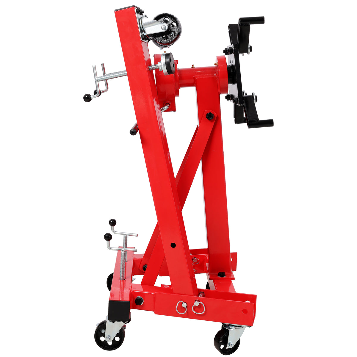 1500-lb Folding Engine Stand, Geared Rotating Head, 360-Degree Adjustable, Red