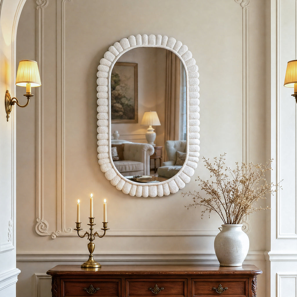 24"x36" Oval Scalloped Wall Mirror