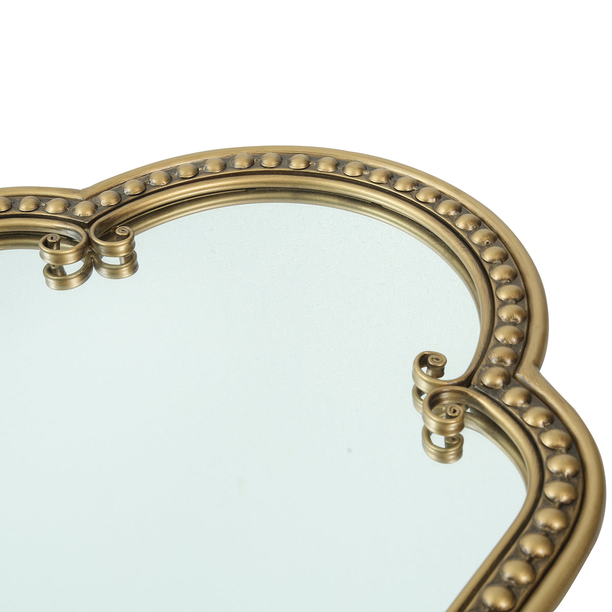 Scalloped Oval Wall Mirror, Vintage, Antique Gold, 19.68 x 53.14 Inches
