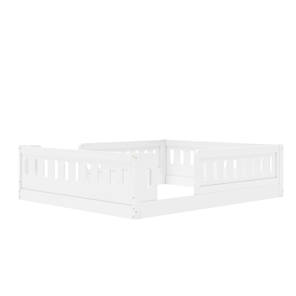 Wood Full Size Platform Bed with Guardrail
