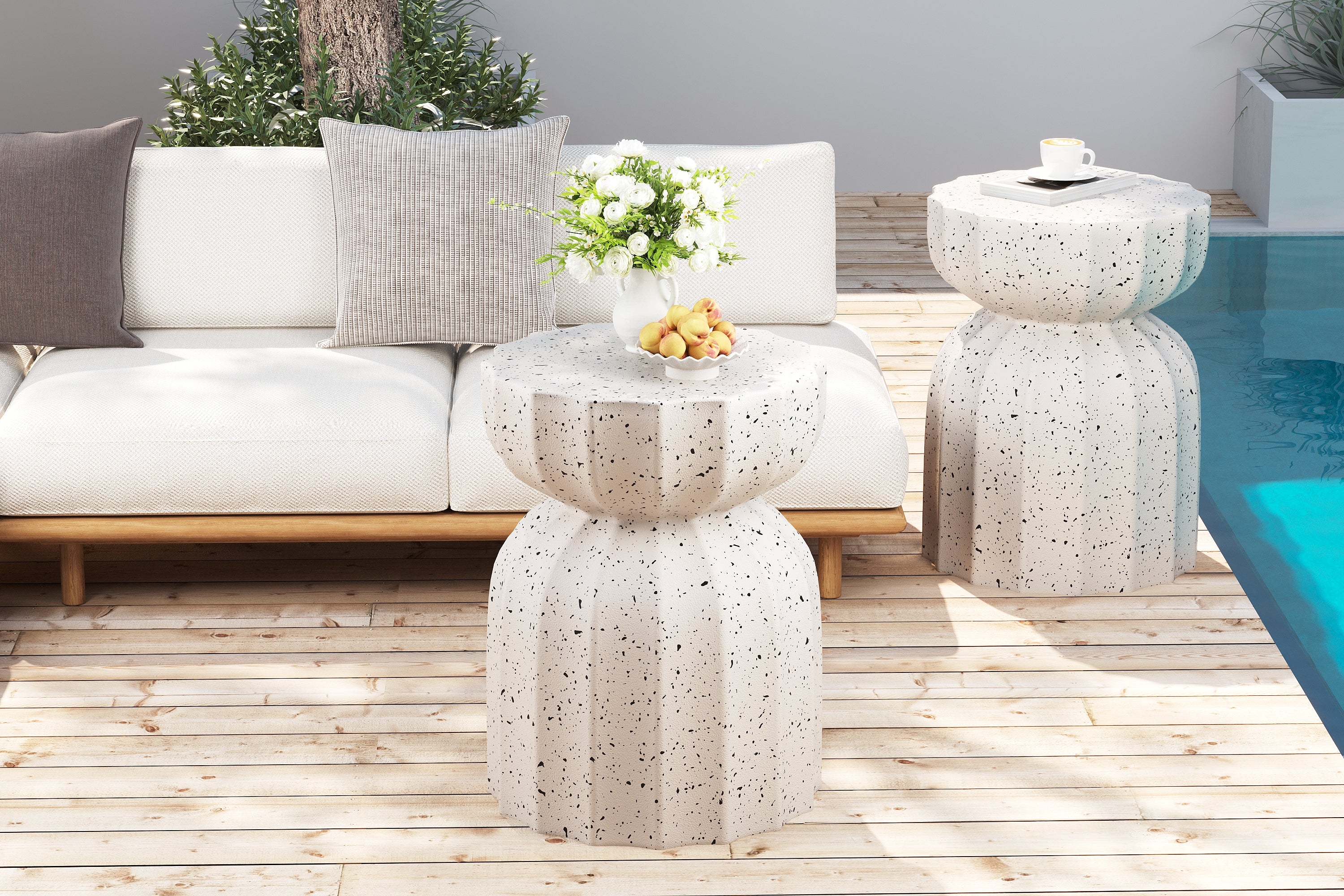 Modern Outdoor and Indoor Waterproof Coffee Table and Side Table Set