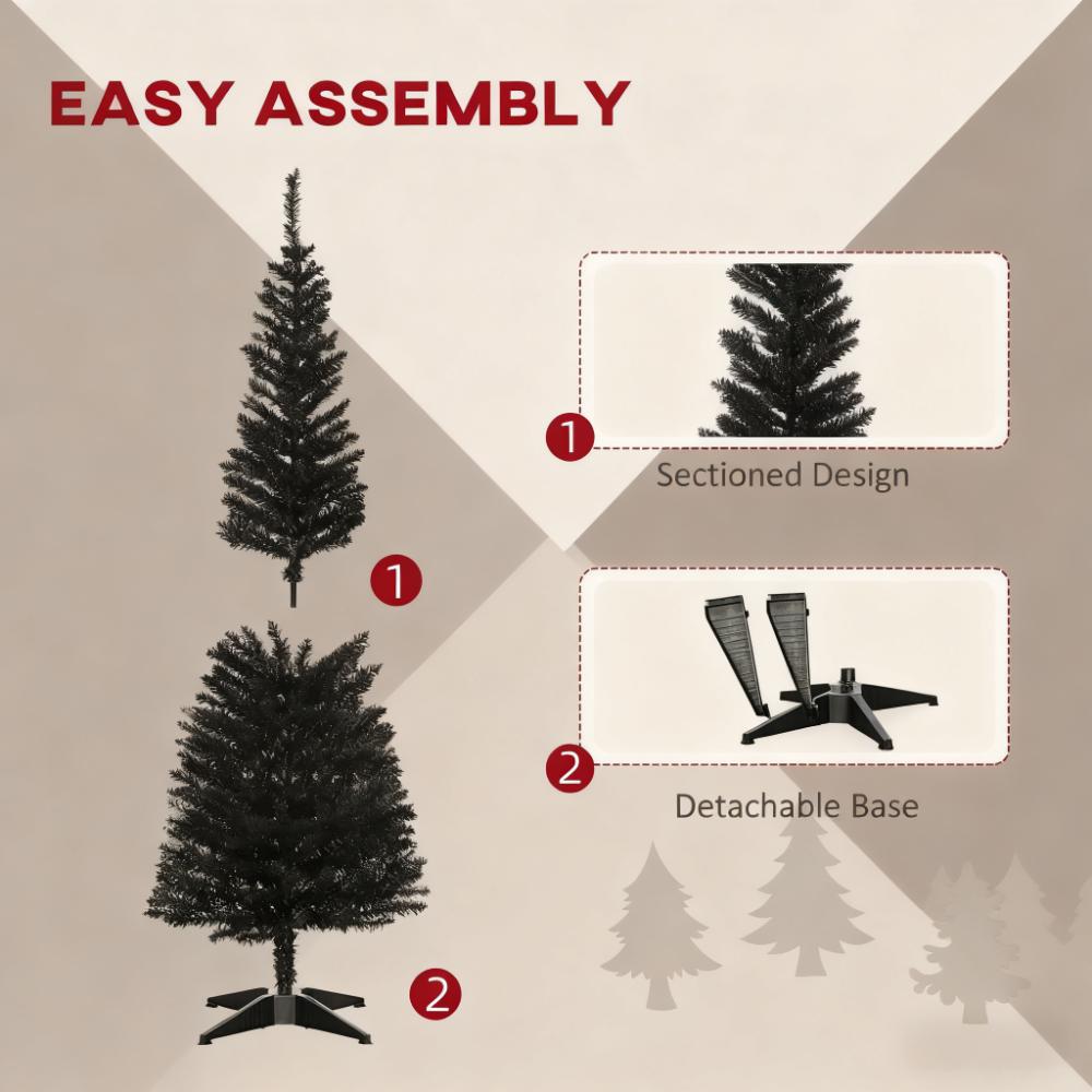 Slim Xmas Tree with Plastic Stand, 5' Artificial Pencil Christmas Tree