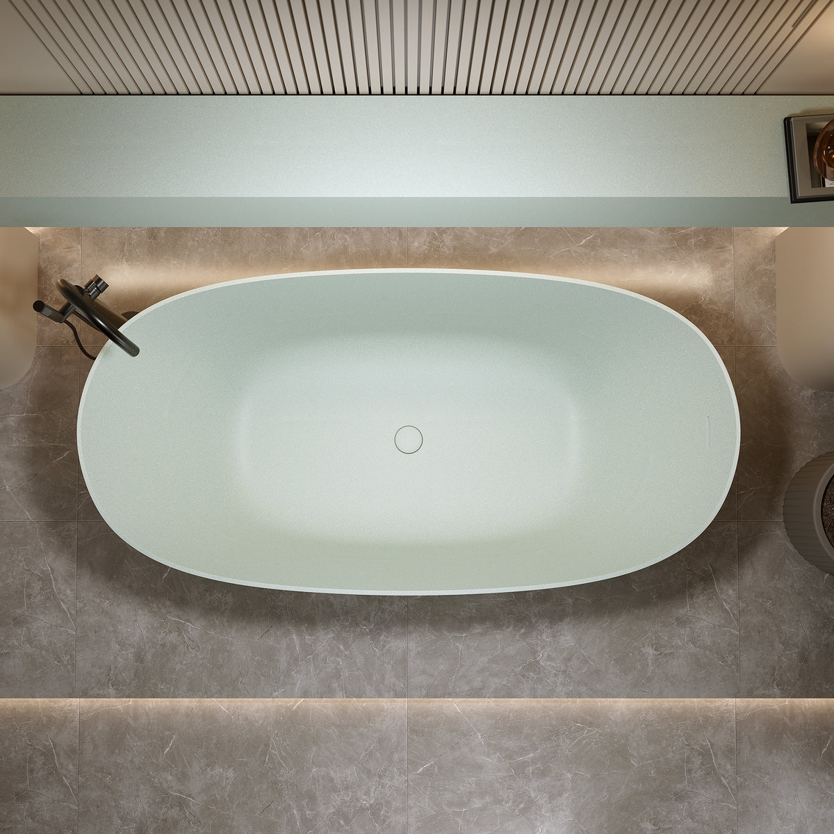 65'' Freestanding Bathtub Resin Stone Soaking Bathtub