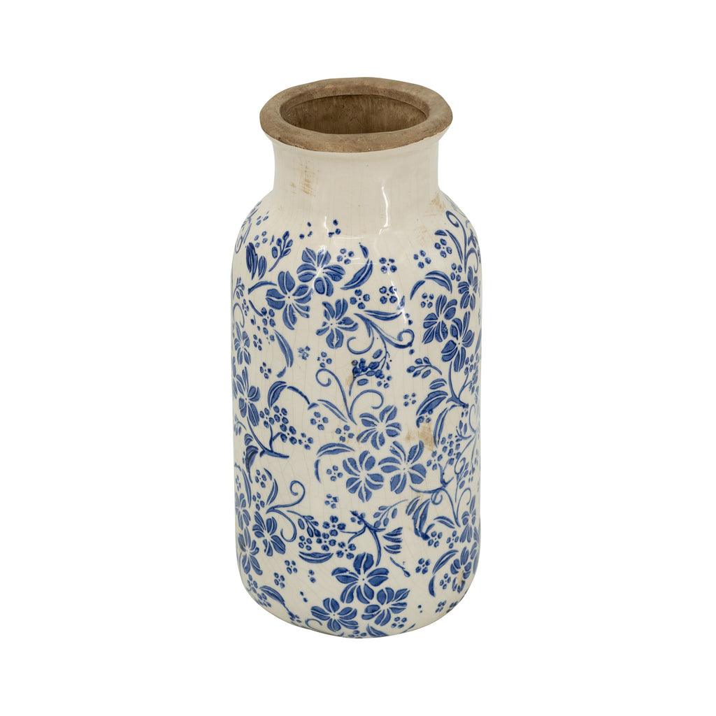 Delftware Inspired Ceramic Vase