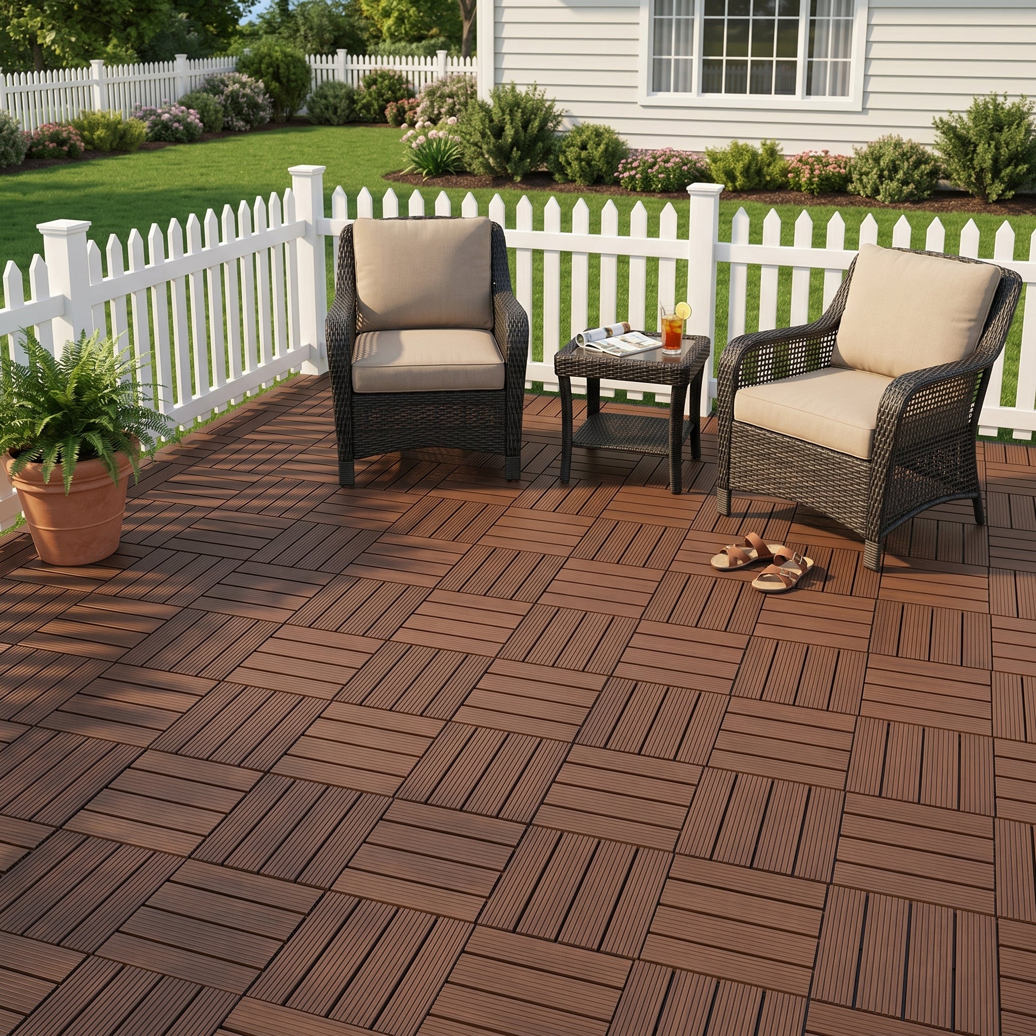 Plastic Interlocking Deck Tiles - 44 Pack