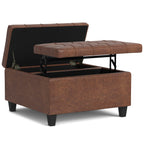 Harrison 30 Inch Wide Small Square Coffee Table Storage Ottoman