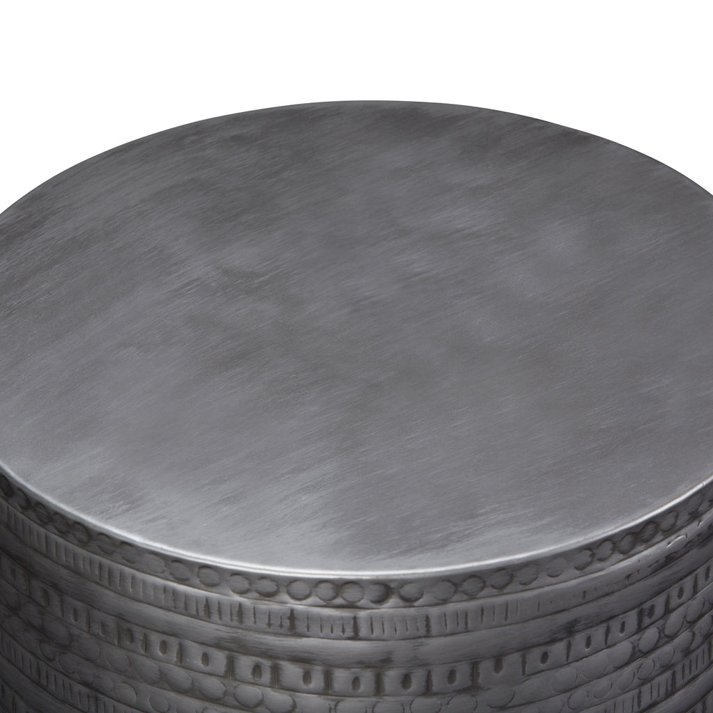 Johnsen 15 Inch Wide Tribal Pattern Metal Accent Table