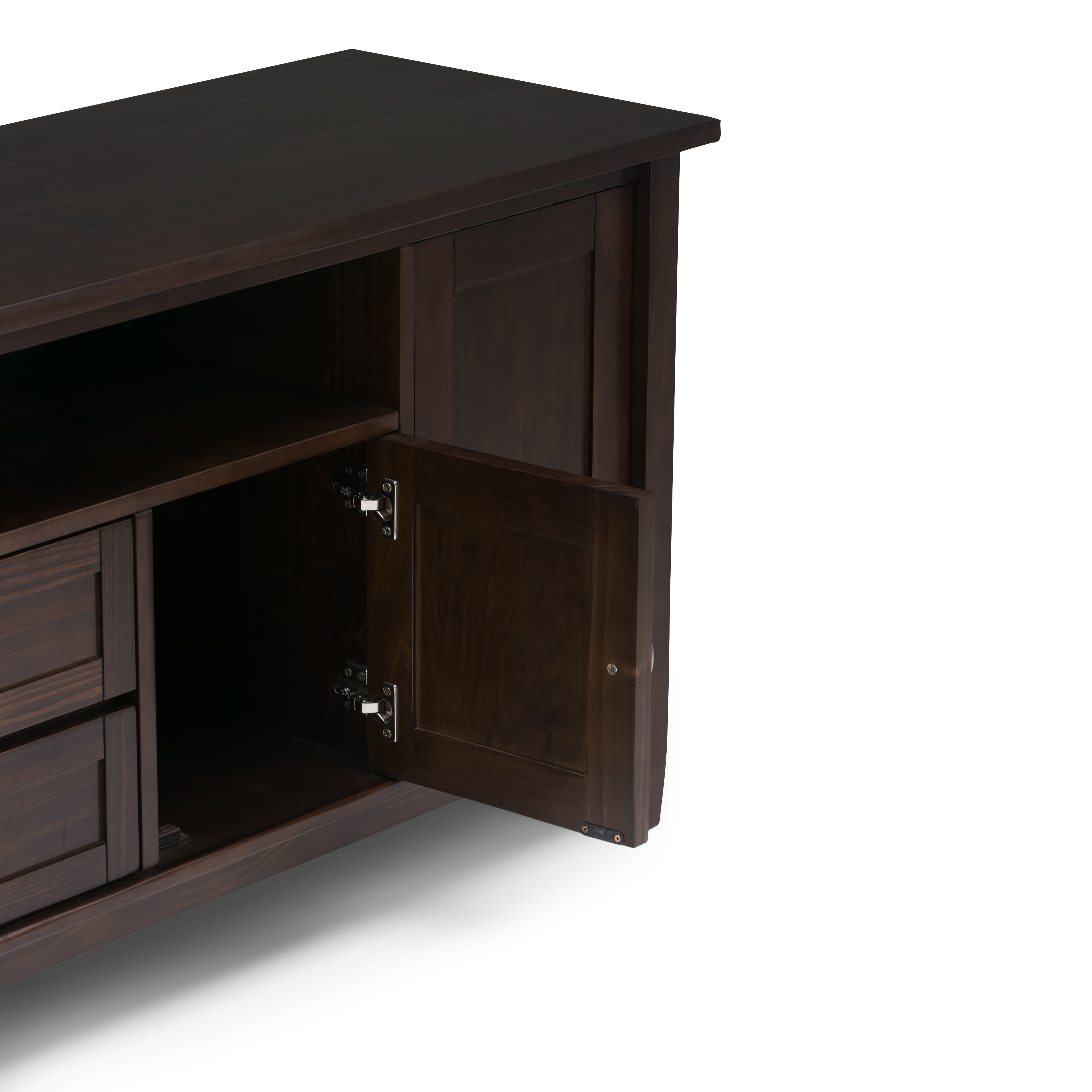Warm Shaker 72 Inch Wide Solid Wood TV Stand in Tobacco