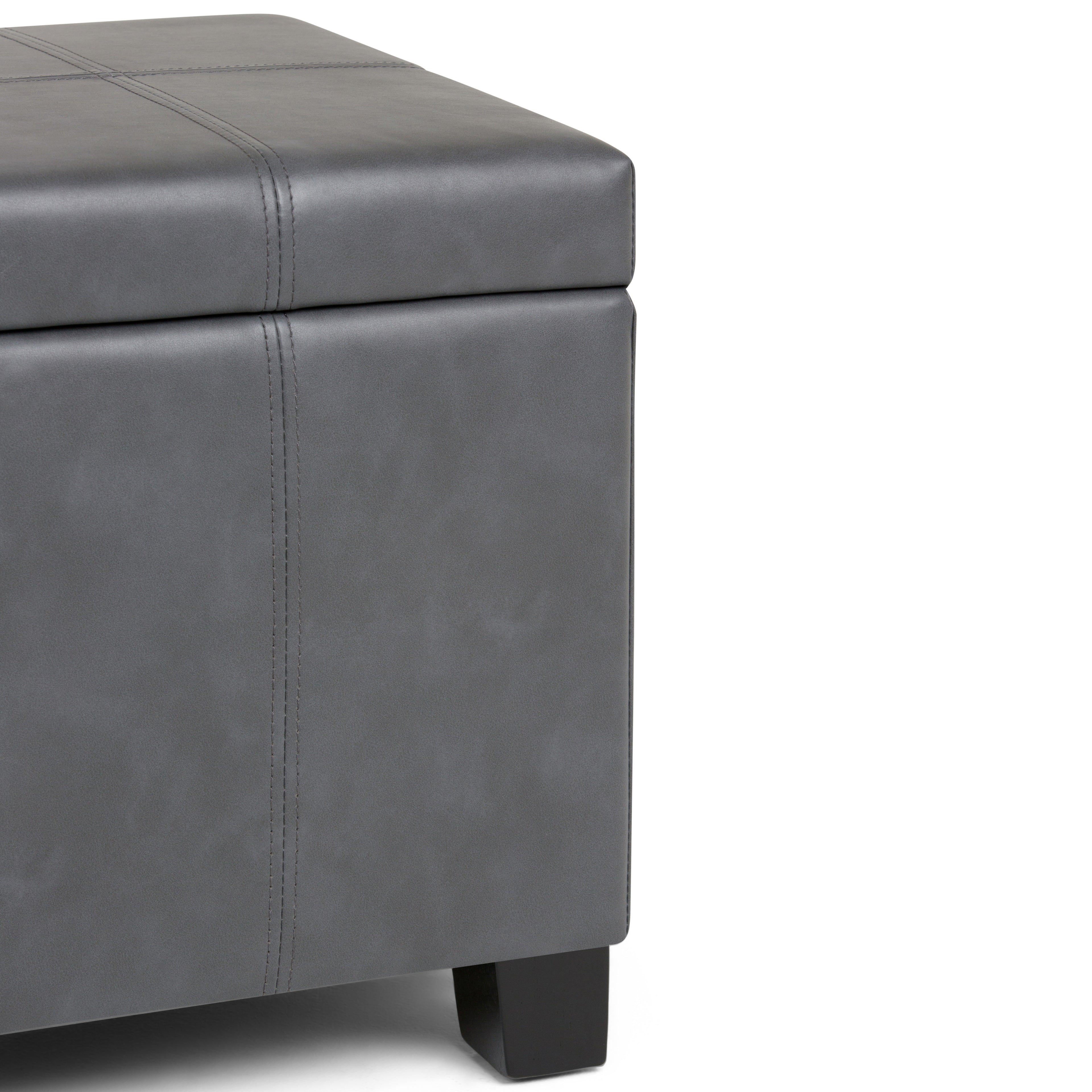 Dover 36 Inch Wide Storage Ottoman Bench in Stone