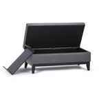 Oregon 42 Inch Wide Storage Ottoman Bench with Tray in Stone