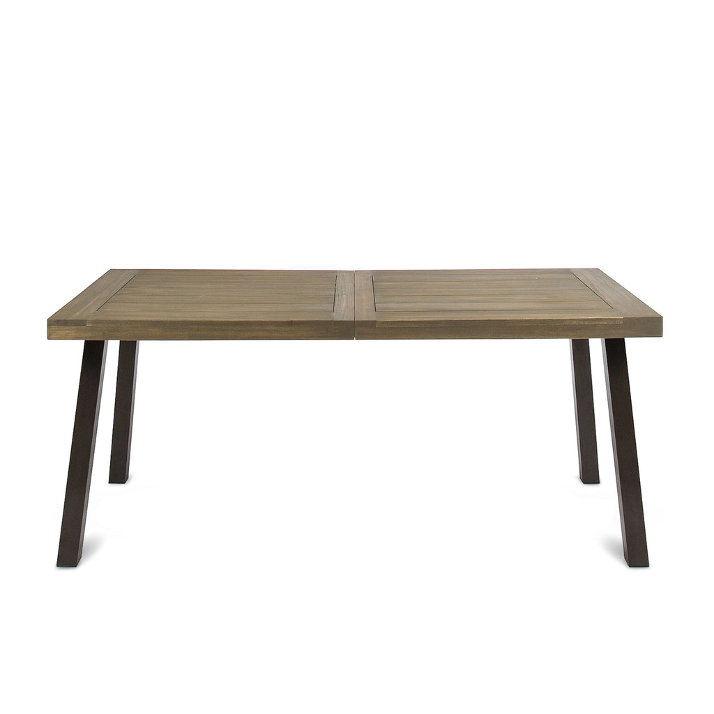 Della Outdoor Acacia Wood Dining Table with Metal Legs