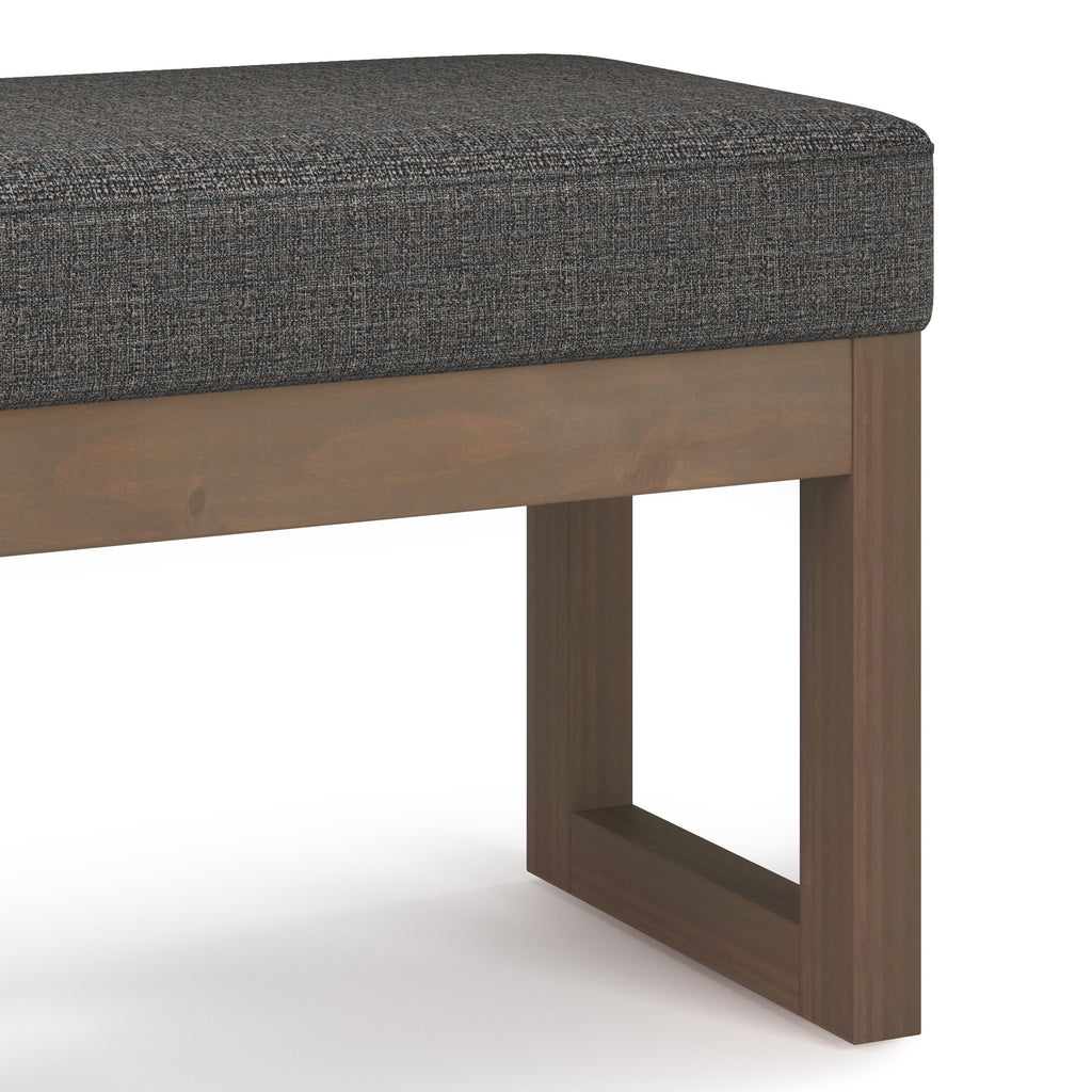 Milltown 27 Inch Wide Solid Wood Footstool Small Ottoman Bench in Ebony