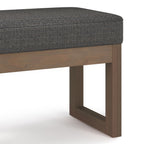 Milltown 27 Inch Wide Solid Wood Footstool Small Ottoman Bench in Ebony