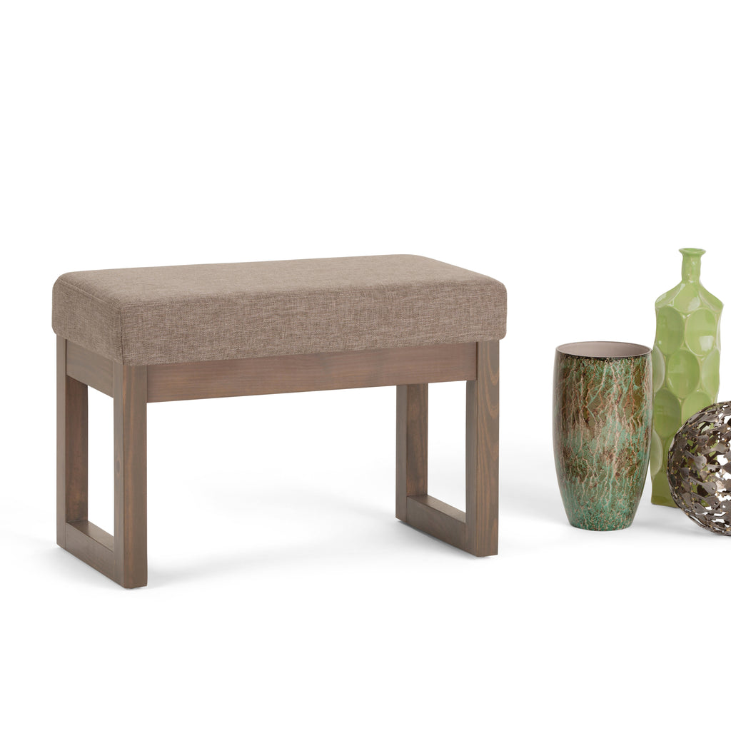 Milltown 27 Inch Wide Solid Wood Footstool Small Ottoman Bench in Fawn