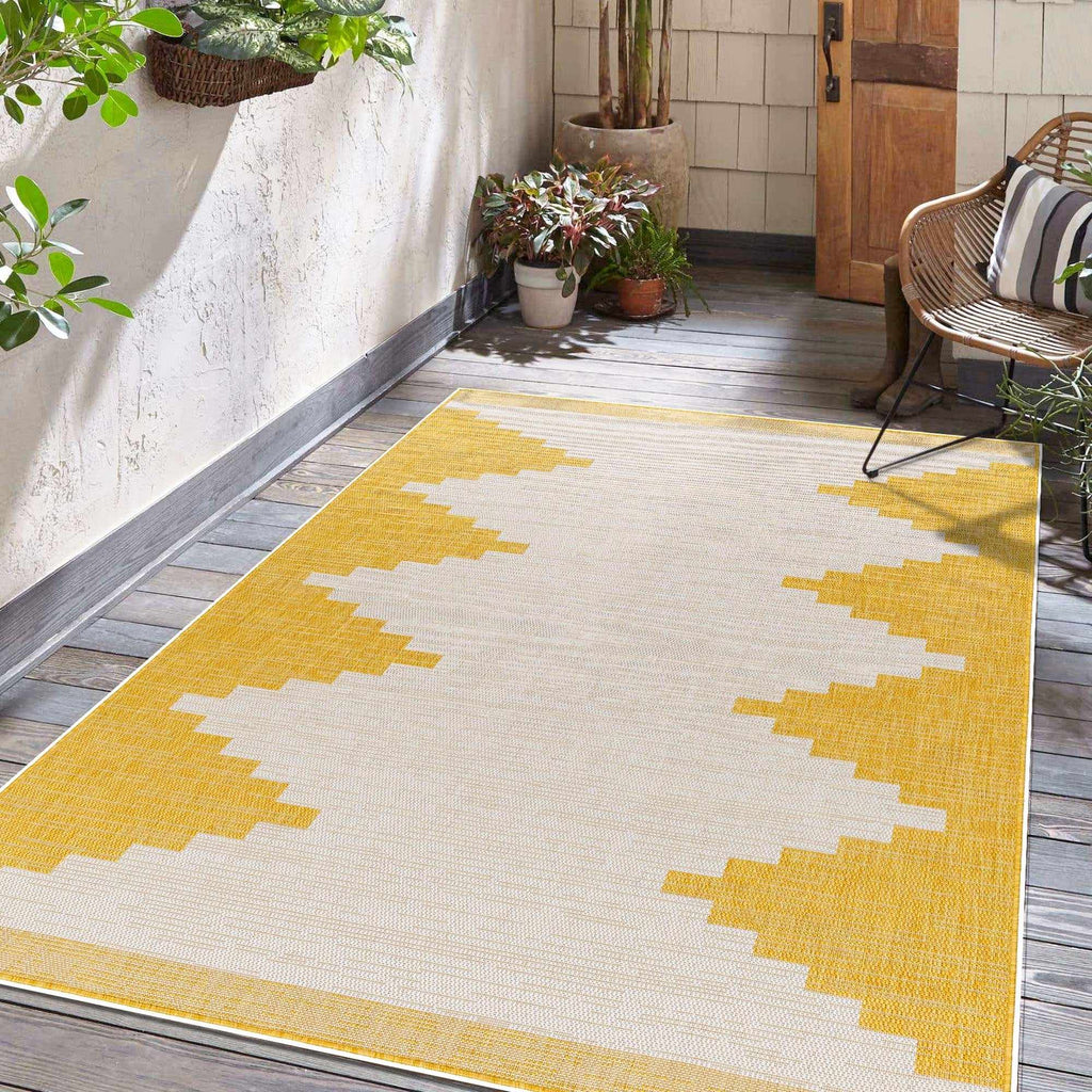 Djugun Yellow Outdoor Rug - Clearance