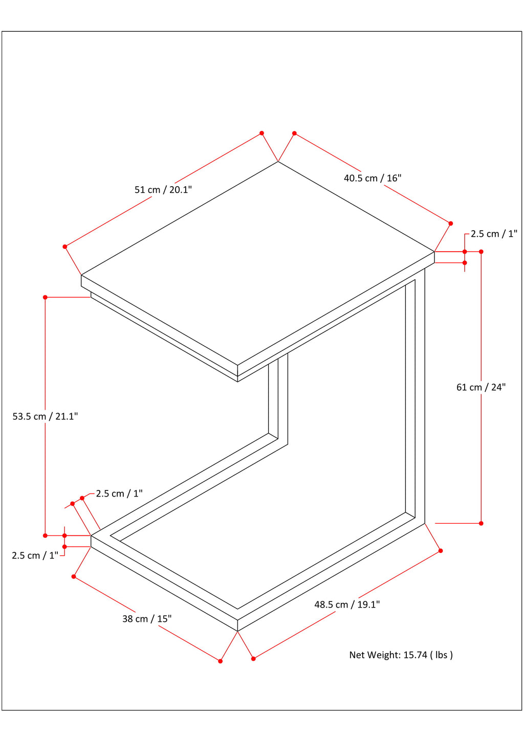 Skyler Wide C Side Table - Dark