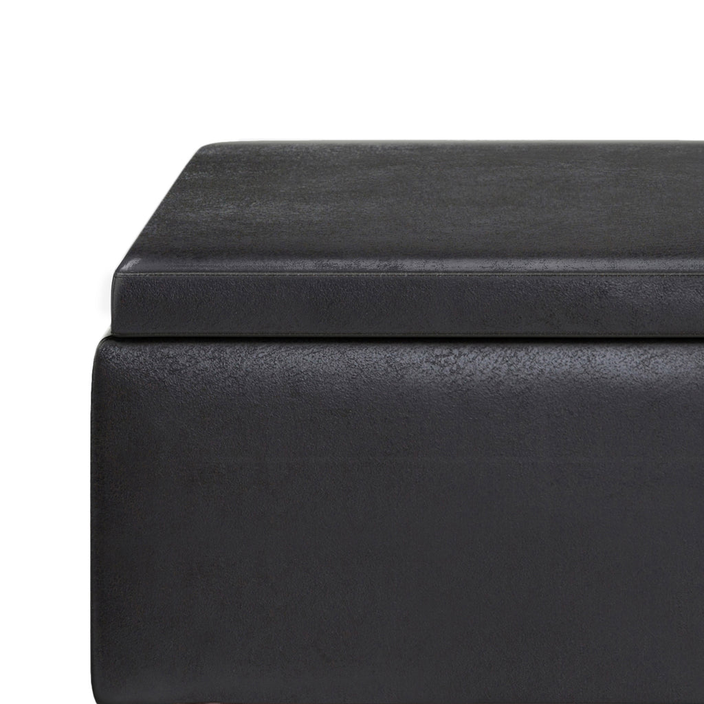 Owen 34 Inch Wide Tray Top Small Coffee Table Storage Ottoman