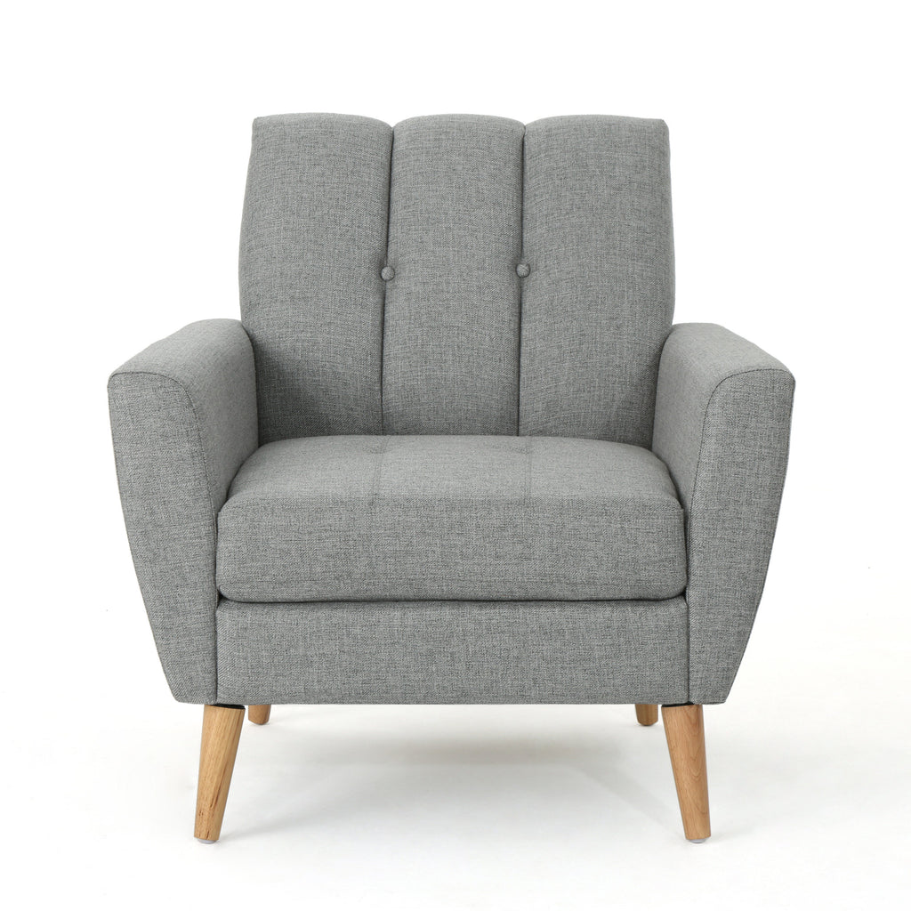 Mid Century Fabric Channel Stitch Club Chair