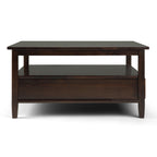 Warm Shaker 36 Inch Wide Solid Wood Square Coffee Table