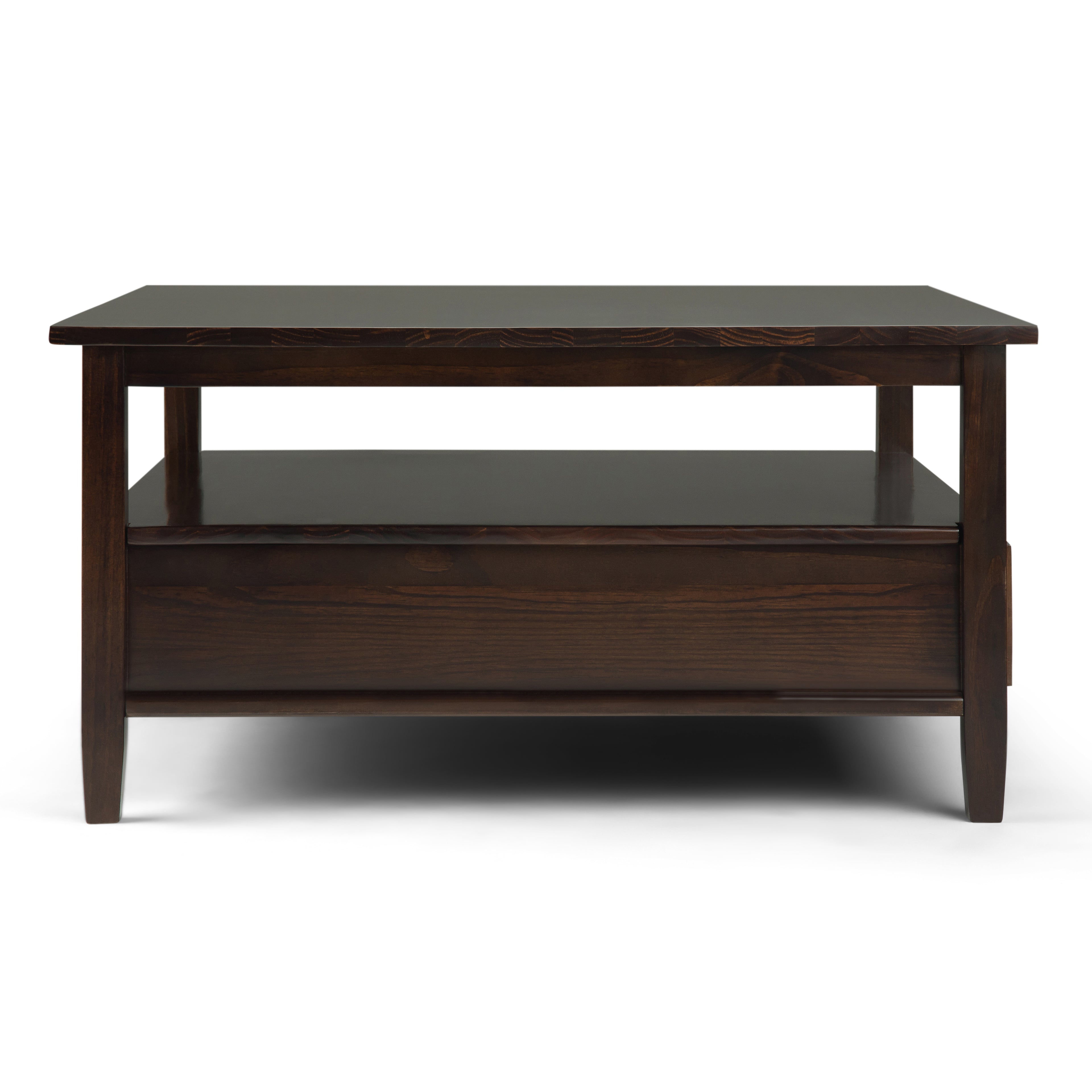 Warm Shaker 36 Inch Wide Solid Wood Square Coffee Table