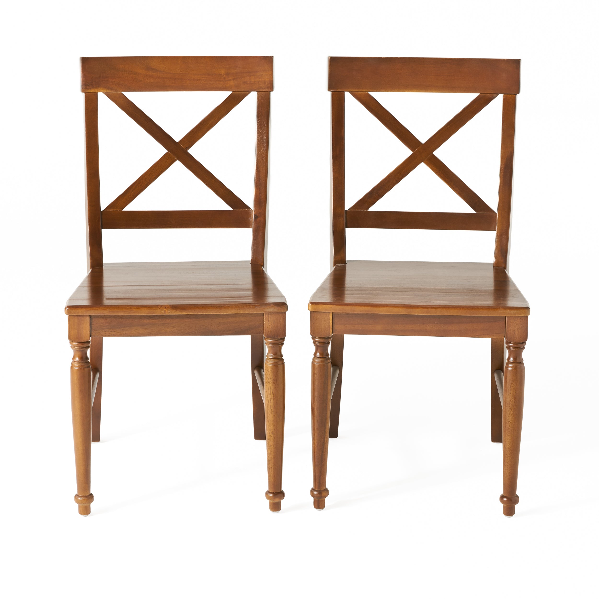 Acacia Wood Dining Chairs, 2-Pcs Set, Dark