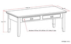 Artisan 46 Inch Wide Solid Wood Coffee Table in Russet