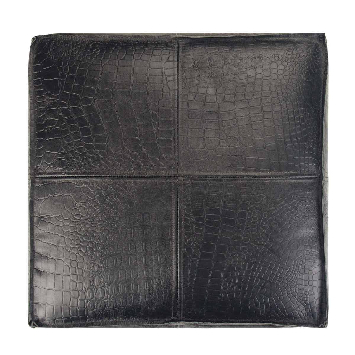 Brody 18 Inch Wide Square Top Stitch Pouf in Textured
