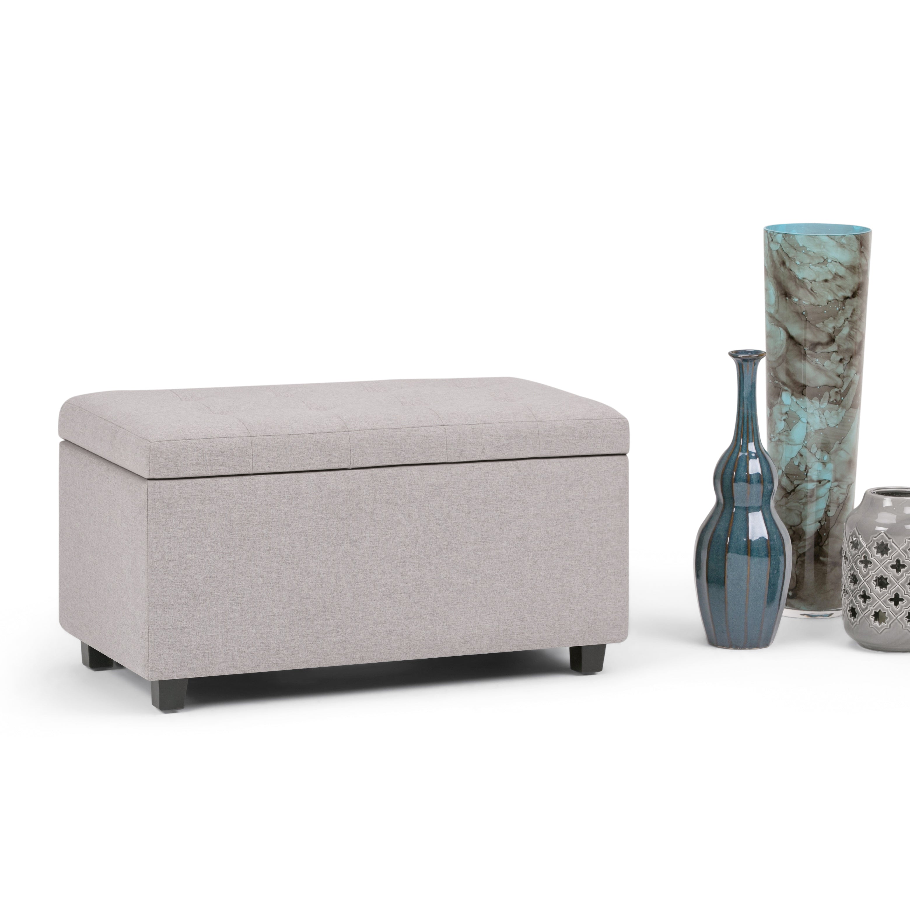 Cosmopolitan 34 Inch Wide Storage Ottoman in Cloud