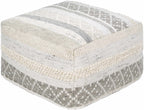 Geyser Woven White Gray Cotton Pouf - Clearance