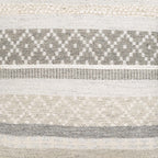 Geyser Woven White Gray Cotton Pouf - Clearance