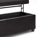 Avalon 44 Inch Wide Lift Top Rectangular Storage Ottoman in Tanners