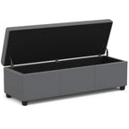 Avalon 54 Inch Wide Extra Large Storage Ottoman Bench in Stone