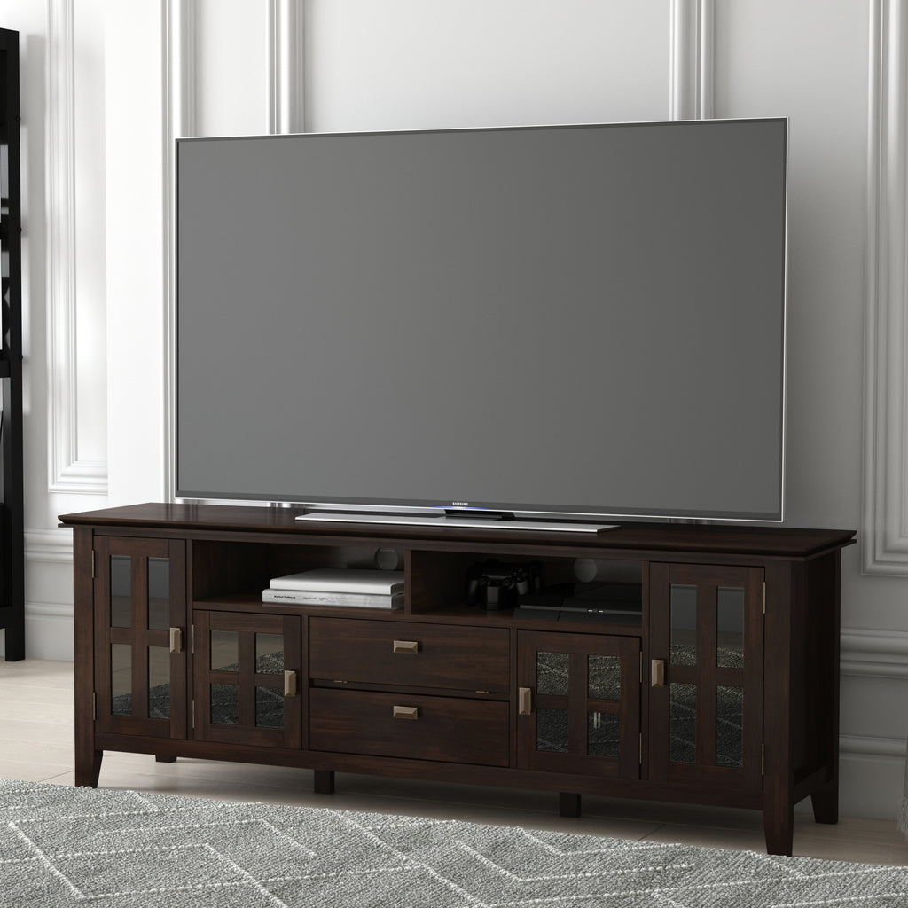 Artisan 72 Inch Wide Solid Wood TV Stand in Tobacco