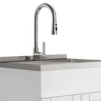Modern Wide Shaker - 28" Laundry Cabinet with Faucet and Stainless Steel Sink
