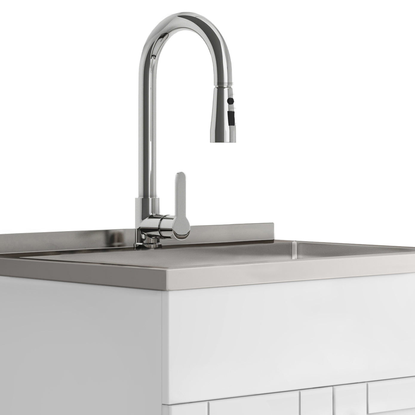 Modern Wide Shaker - 28" Laundry Cabinet with Faucet and Stainless Steel Sink